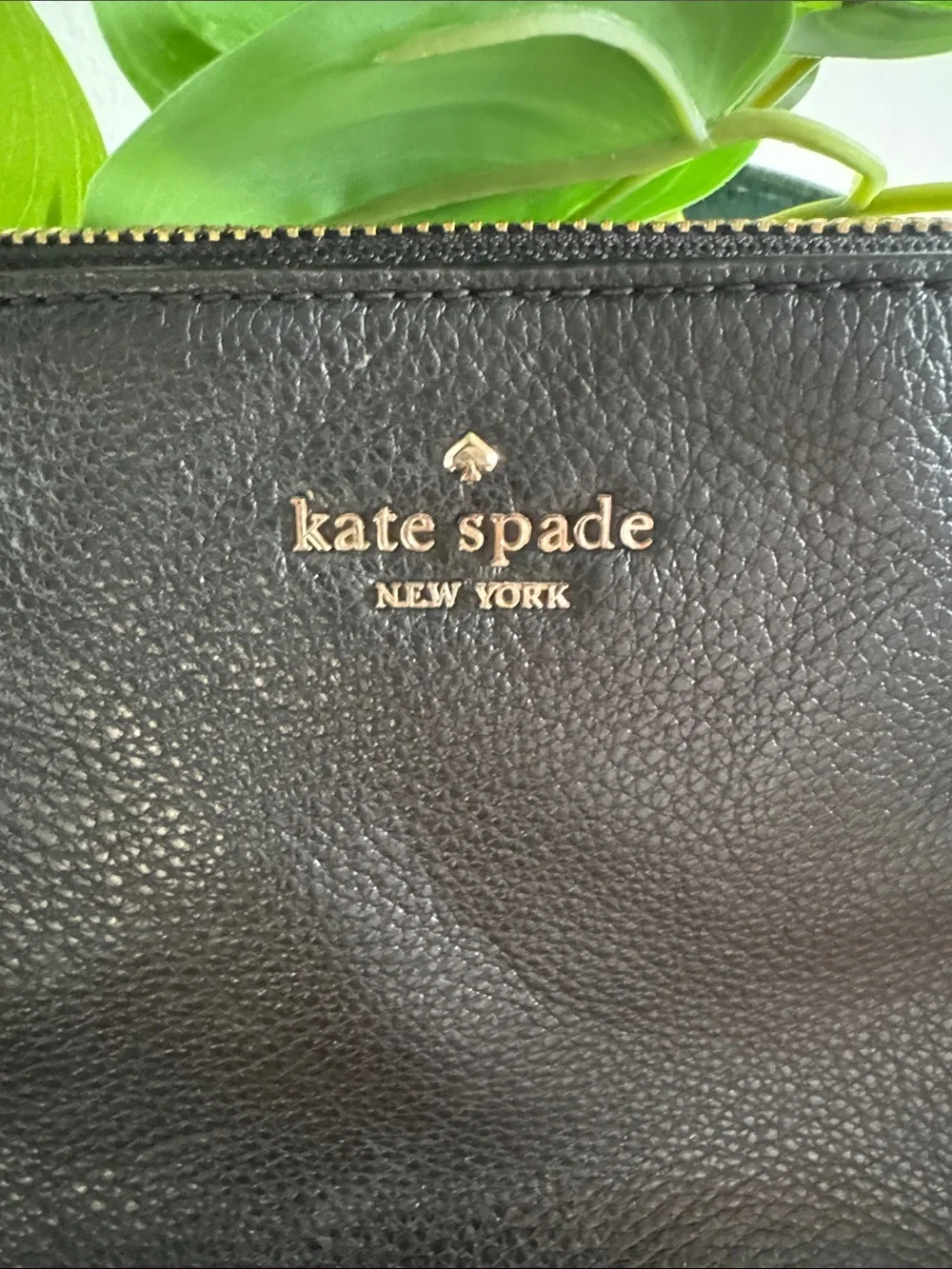 kate spade Black Pebbled Leather Crossbody Bag with Gold Logo